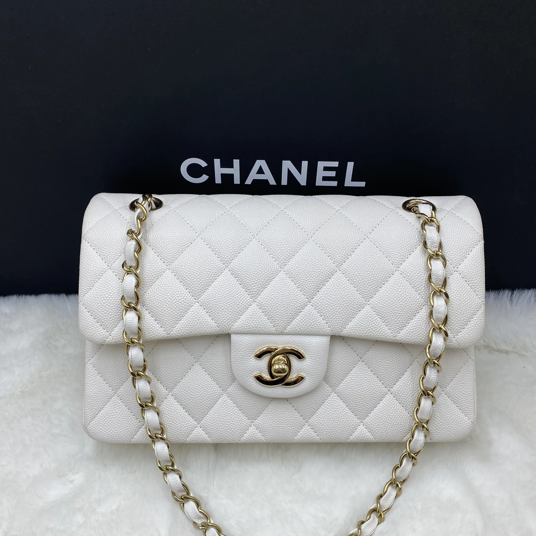 99新 Chanel/香奈儿 香奈儿白金荔枝牛cf小号单肩斜挎包 芯片款