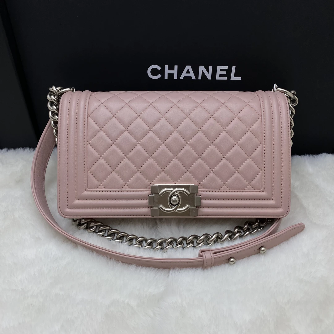 95新 Chanel/香奈儿 香奈儿樱花粉Leboy中号单肩斜挎包 20开