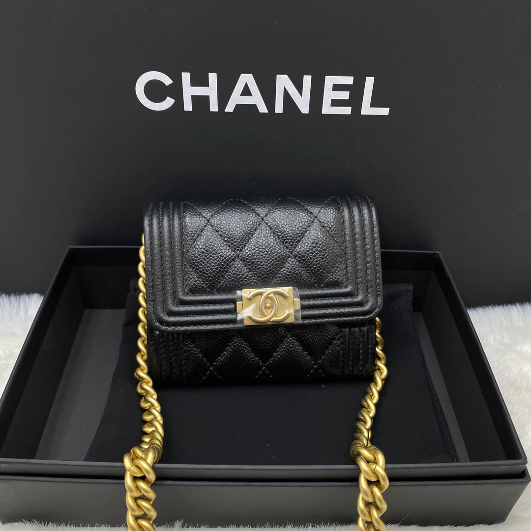 99新 Chanel/香奈儿 香奈儿黑金Leboy零钱斜挎包 芯片款