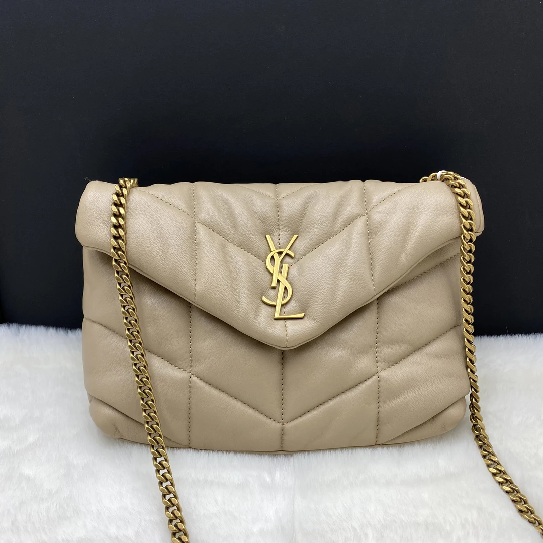 95新 YSL/圣罗兰 圣罗兰奶茶色小号云朵hobo斜挎包