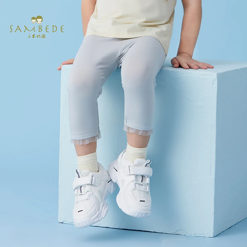 SAMBEDE/三木比迪女童打底夏季薄款外穿白色休闲七分裤SMECX39749