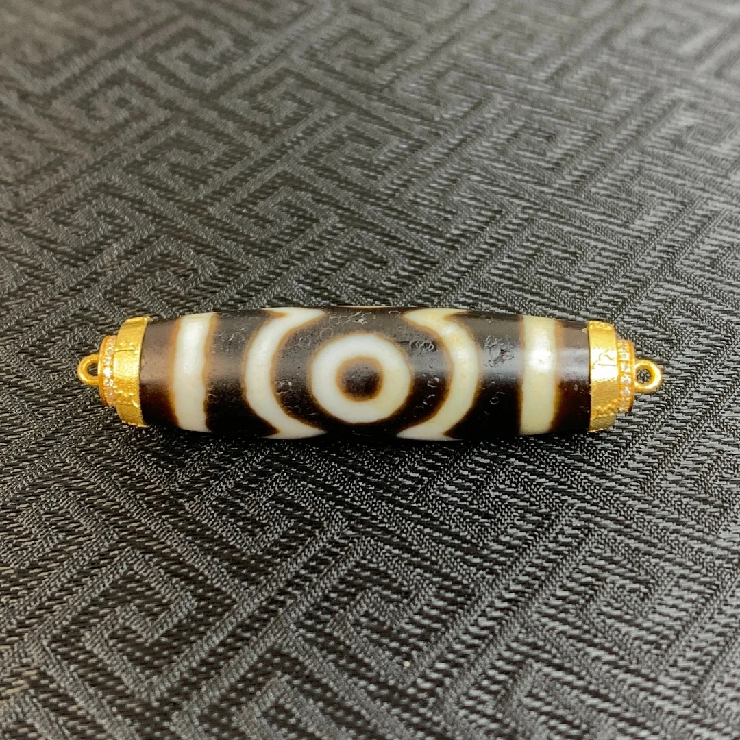 【大师兄】18K金玛瑙熊猫三眼双扣头珠珠吊坠设计天然规格纹路