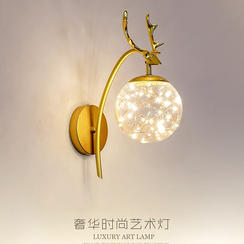 北欧鹿角壁灯2023新款ins现代简约网红轻奢电视墙卧室床头氛围灯