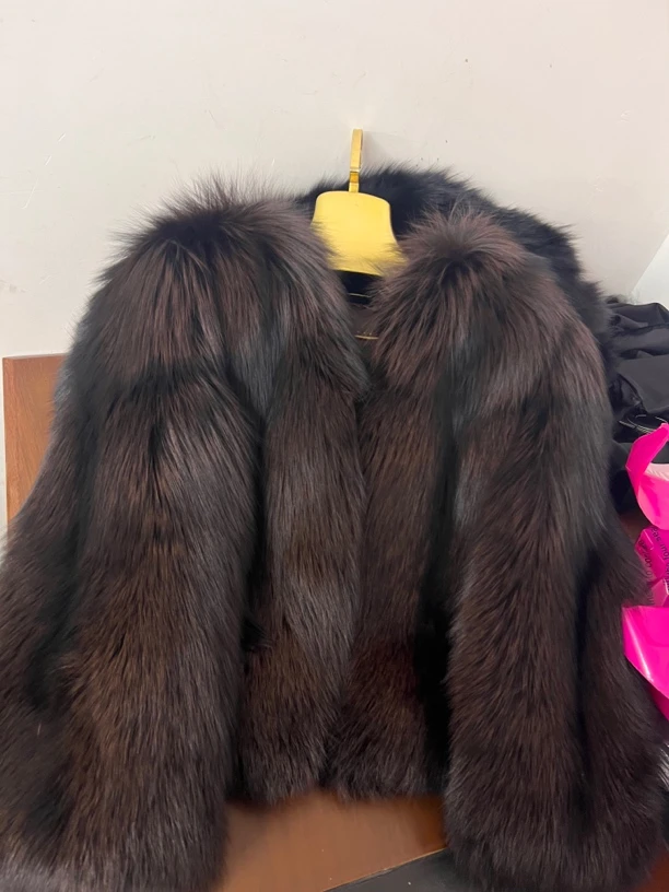 夏夏家 黑巧色银狐王整皮整张外套