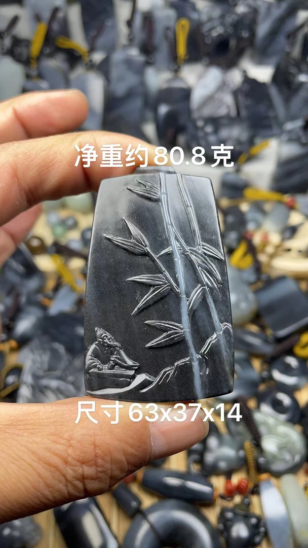 天然和田玉籽    料青花俏色巧雕意境步步高升大玉佩