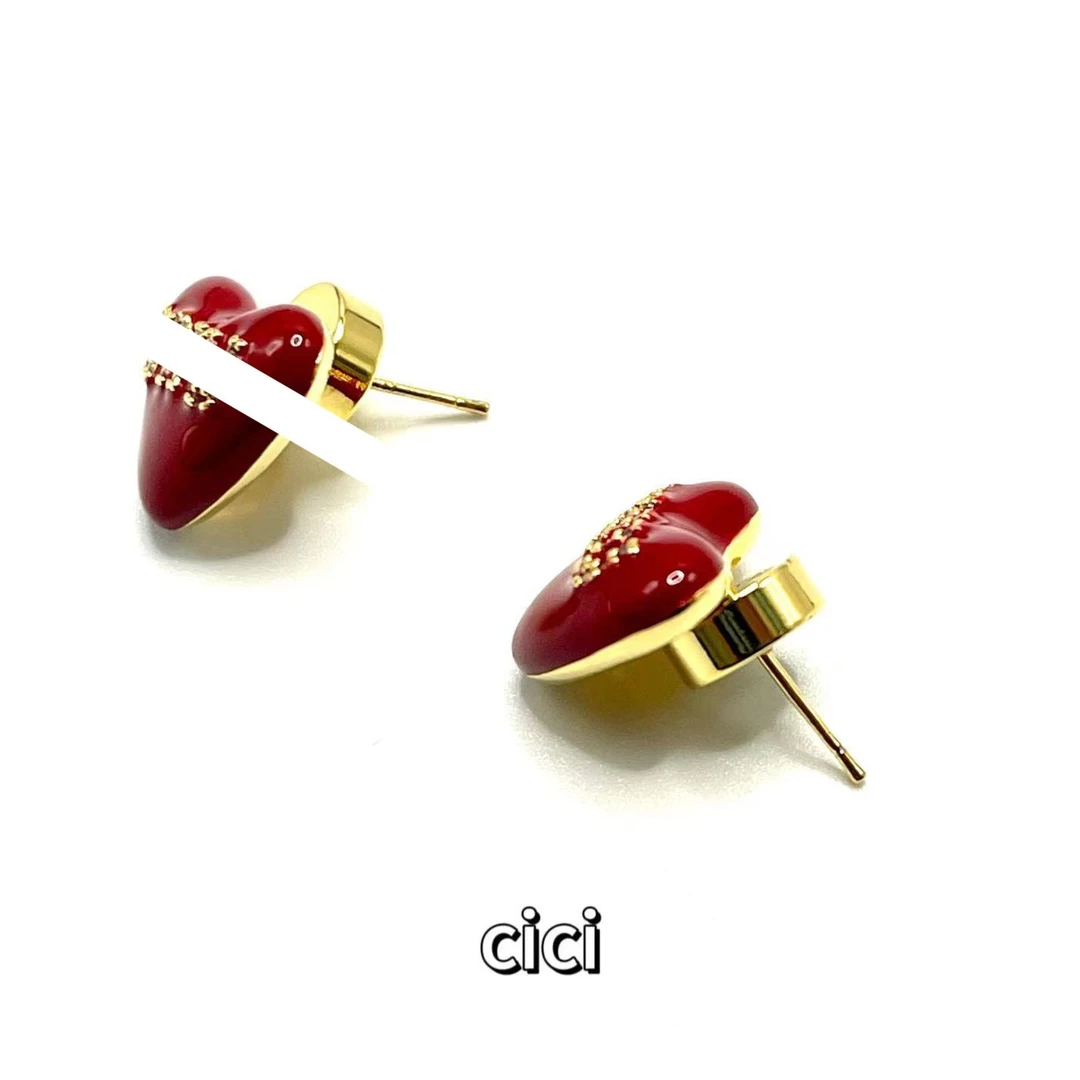 925银耳饰 【CiCi】百搭红色精致轻奢爱心耳饰-XA0231