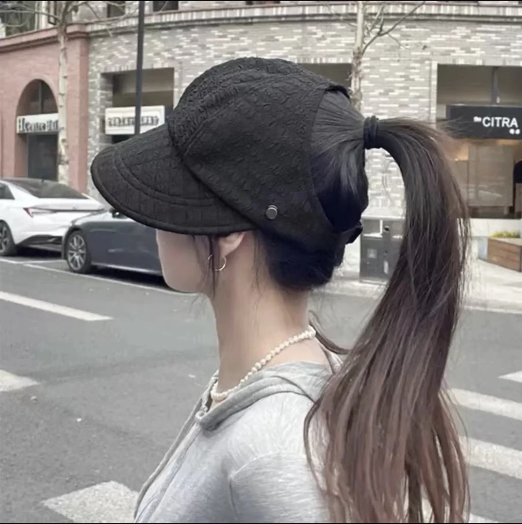 可挂口罩(不勒耳朵)可扎马尾女士帽子女生帽休闲百搭遮阳防晒帽
