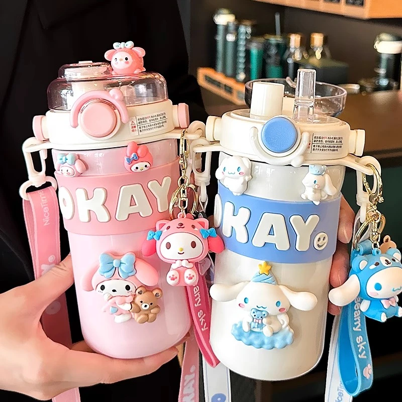 玉桂狗女生高颜值双饮口水杯2025新款学生上学专用便携吸管杯子