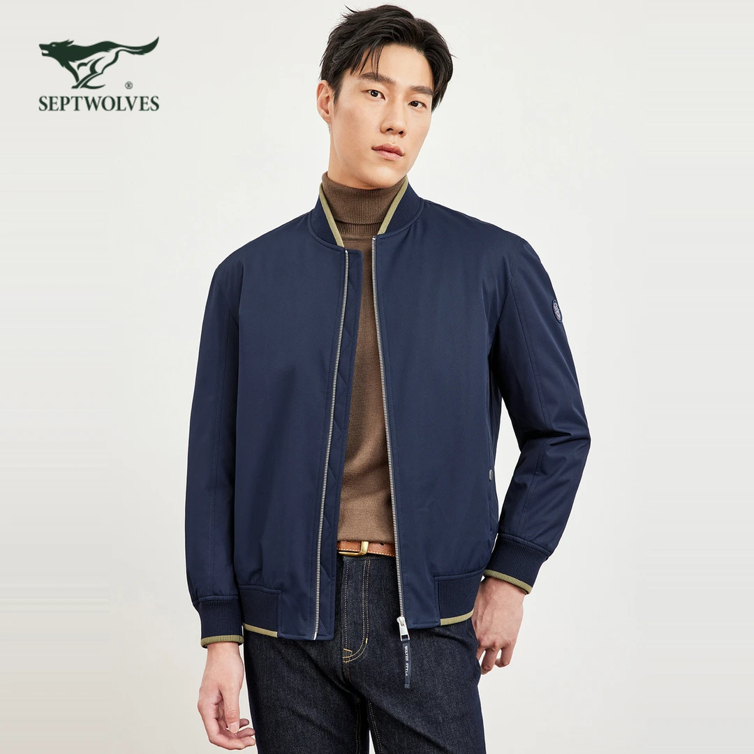 七匹狼男士棒球领夹棉夹克秋冬新款户外休闲男外套休闲商务男外套