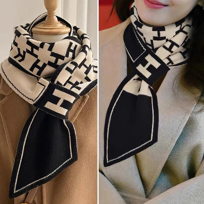 围巾女款爆款2023新款秋冬季时尚双面韩版百搭千鸟格学生加厚保暖