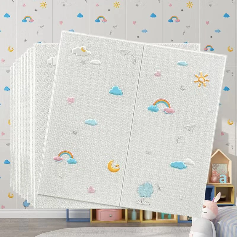 儿童房墙贴纸自粘防撞软包卡通3d立体墙纸卧室出租屋防水自粘墙纸
