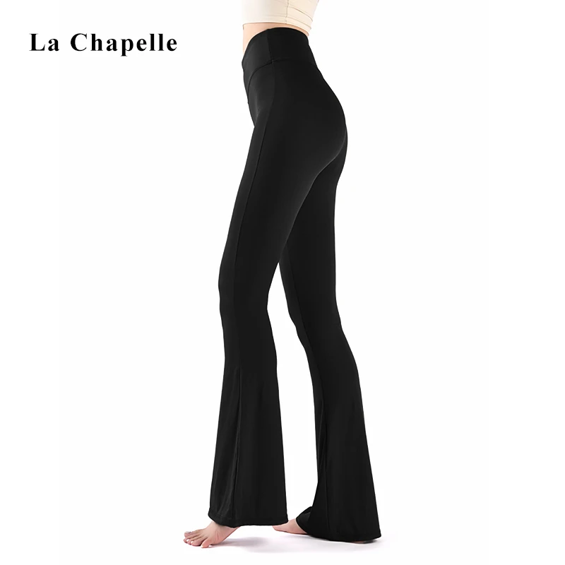 拉夏贝尔瑜伽裤百搭吸湿速干高腰显瘦提臀运动健身微喇裤瑜伽长裤