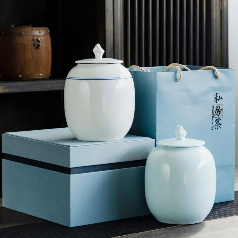 陶瓷茶叶罐子大号密封罐一斤茶仓存茶罐储存罐绿茶红茶普洱空礼盒