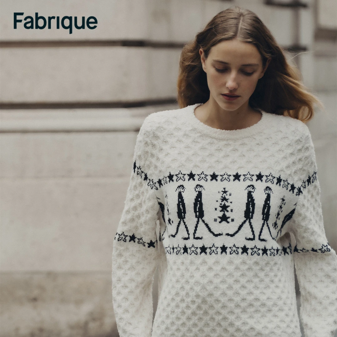 Fabrique Star Walker星际旅者肌理感绵羊毛费尔岛圆领长袖毛衣女