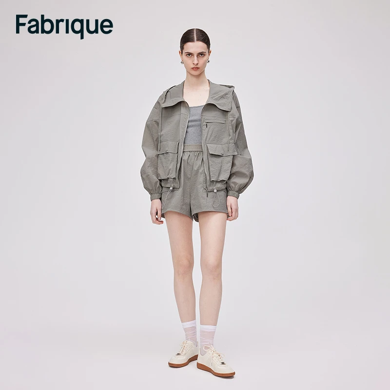 FabriqueAseas浅高能感轻薄机能运动套装连帽拉链夹克外套