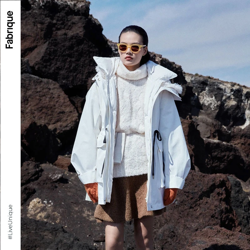 Fabrique白鹅绒三穿白色短款派克羽绒服Shrub户外短款羽绒服保暖