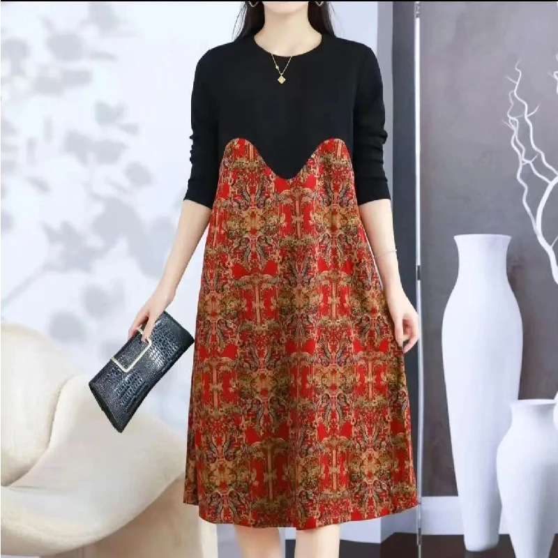 【撤拒断码甩】M1001女装连衣裙气质时尚秋季休闲百搭中长款裙子