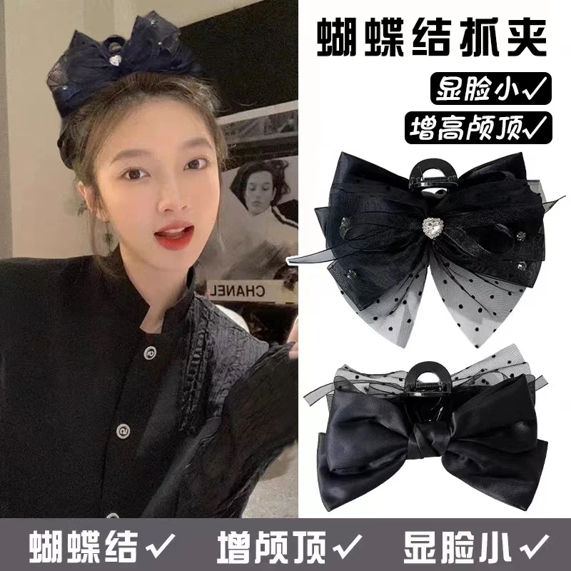 在逃公主仙女ins头饰双面蝴蝶结发夹高颅顶抓夹