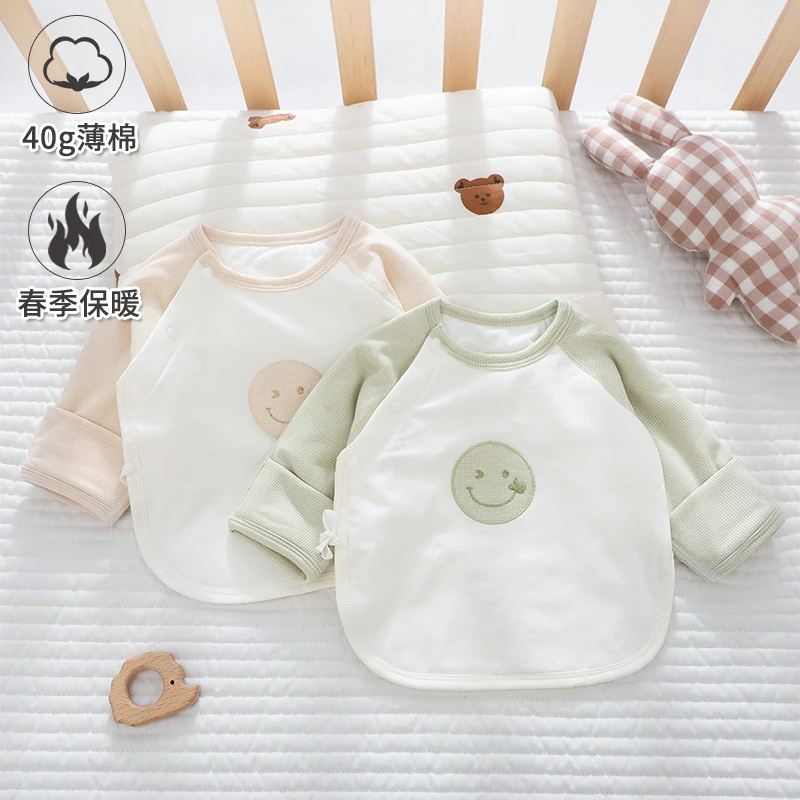 新生儿纯棉半背衣保暖春秋40克薄棉初生儿婴儿单件上衣宝宝夹棉