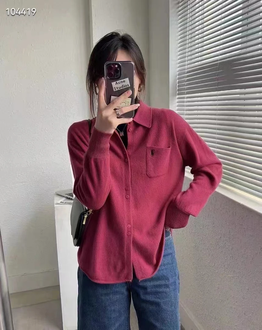 WANTHAT/凡黛卡时尚气质简约内搭宽松百搭纯色翻领上衣104419