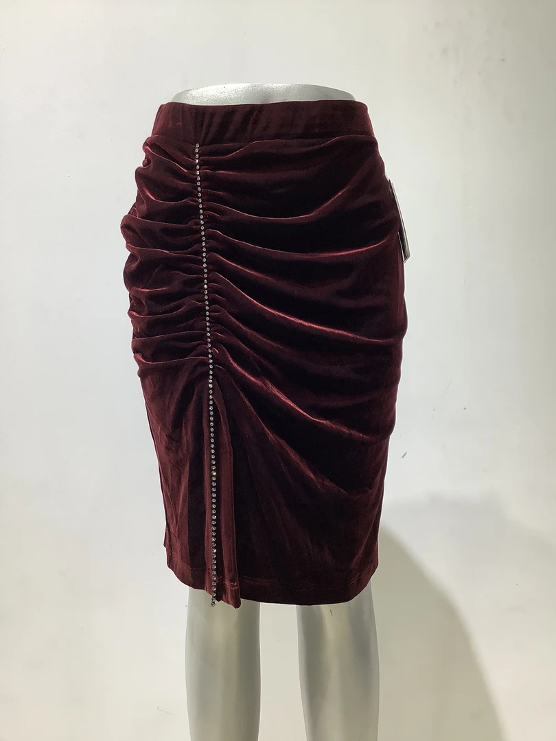 秀巧专柜正品 2675侧边开叉一步丝绒裙