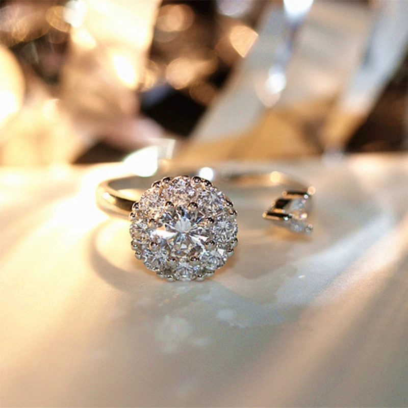 合金莫桑石戒指 可旋转大钻钻戒指6011可调节戒指手工