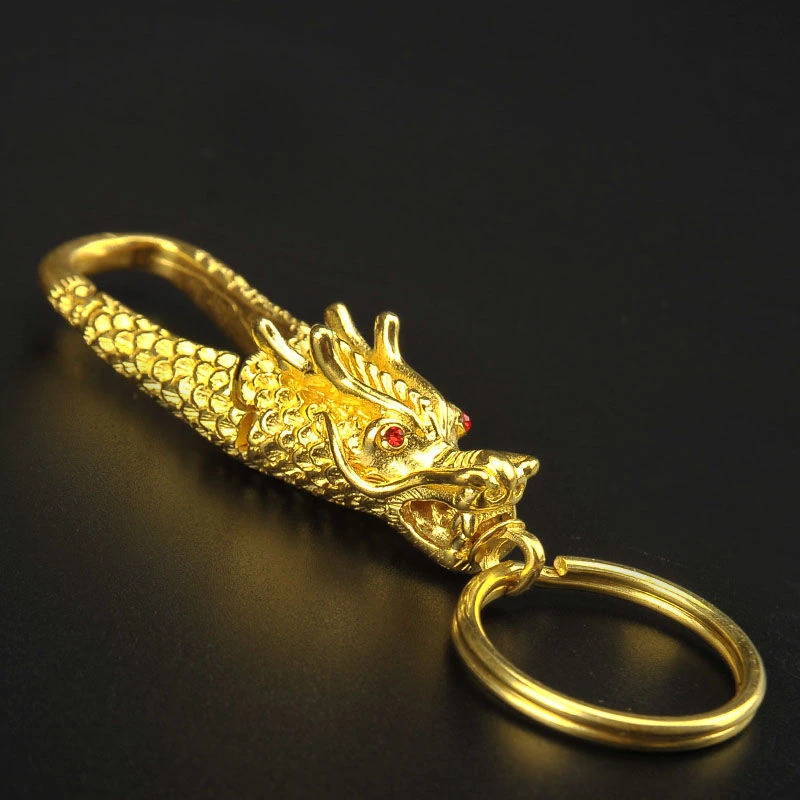 金色龙扣钥匙扣黄铜带圈圈