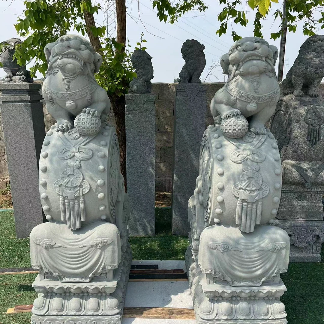 石雕门墩抱鼓石一对福建青石花岗岩户外别墅门口