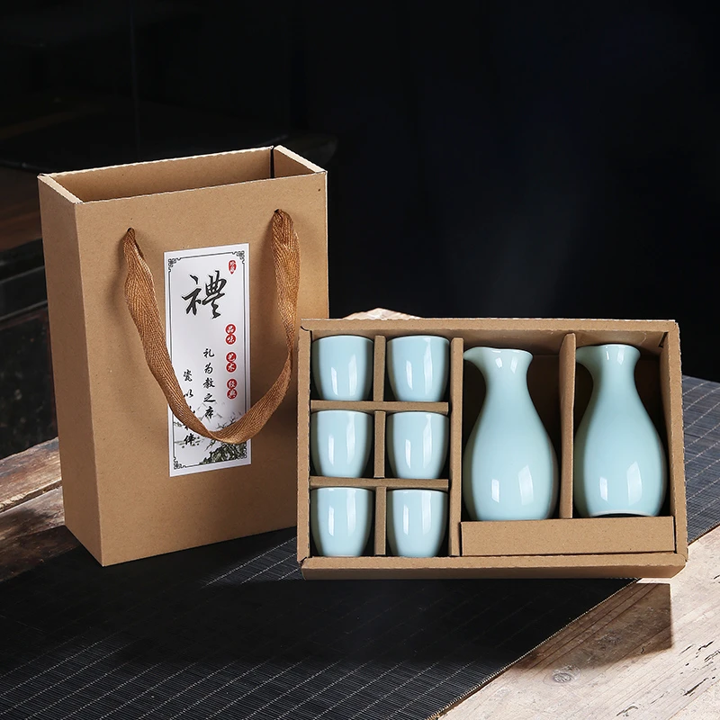 陶瓷白酒烈酒杯酒具套装中式仿古家用温酒壶分酒器小酒盅清酒黄酒