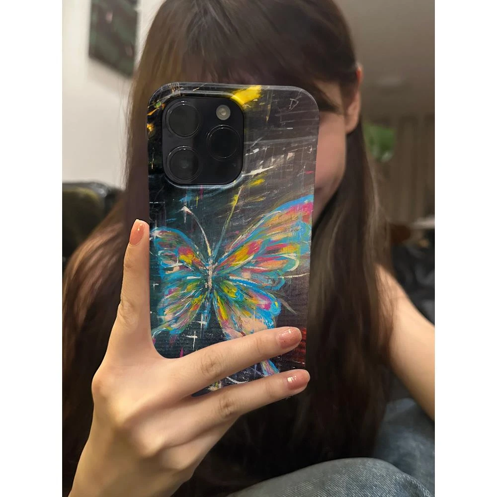 木艺术粉笔蝴蝶板画适用于苹果IPhon14promax/14pro/14/13/12/11/