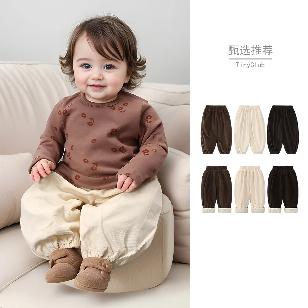 春季新款婴幼儿灯芯绒裤子女宝宝休闲束脚裤小男孩宽松保暖长裤潮