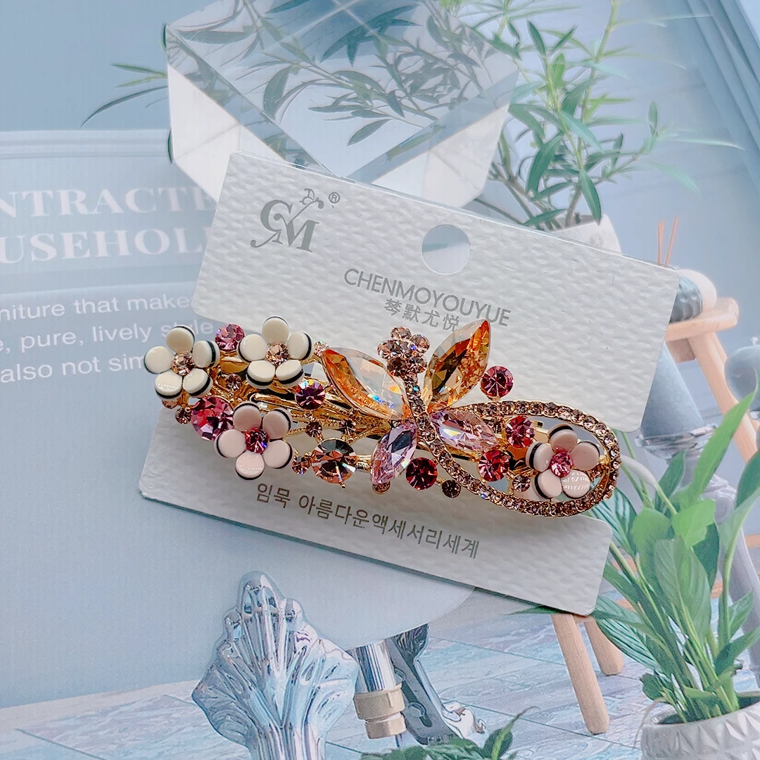 锌合金发饰 棽默尤悦新款繁花蝶恋花款弹簧夹半扎 素雅礼物