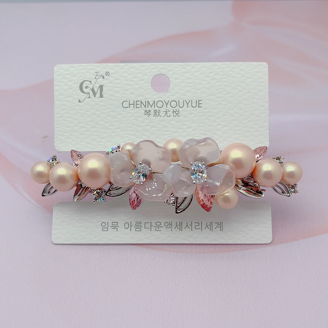 花花款弹簧夹2024新款全扎成人钻发夹时尚气质手工发卡百搭轻奢