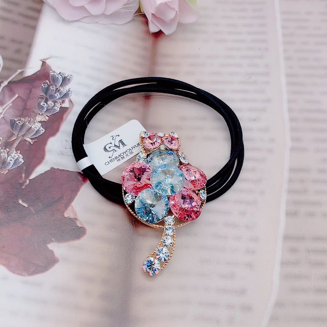 猫猫款弹力发绳施S可爱女童成人闪亮头绳潮流弹力满钻