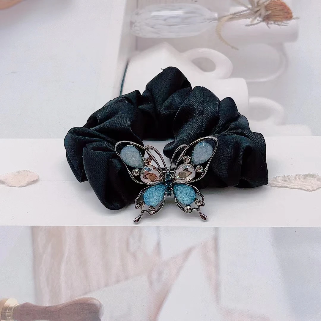 棽默尤悦蝴蝶款重工肠圈冬季发圈气质时尚精致大肠圈复古紫色简约