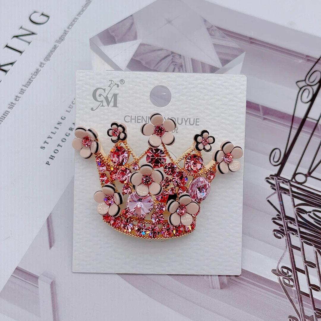 棽默尤悦 锌合金仿水晶发饰 山茶花新款繁花皇冠发绳儿童时尚