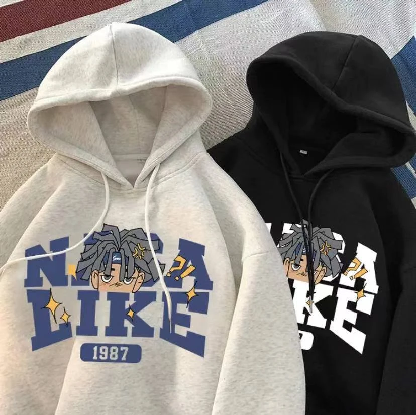 儿童春秋卫衣中大童韩版连帽卫衣宽松学生百搭潮流印花加绒加厚