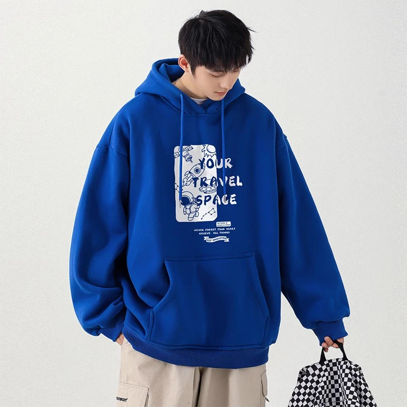 美式中山卫衣男士春秋2024新款重磅连帽秋装上衣服潮牌男生外套