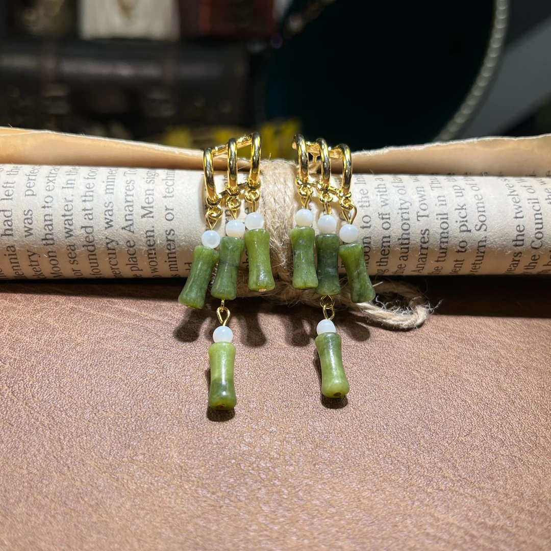 合金耳饰 1972中古长款流苏耳饰古风手工气质耳环国风ins手工耳钉