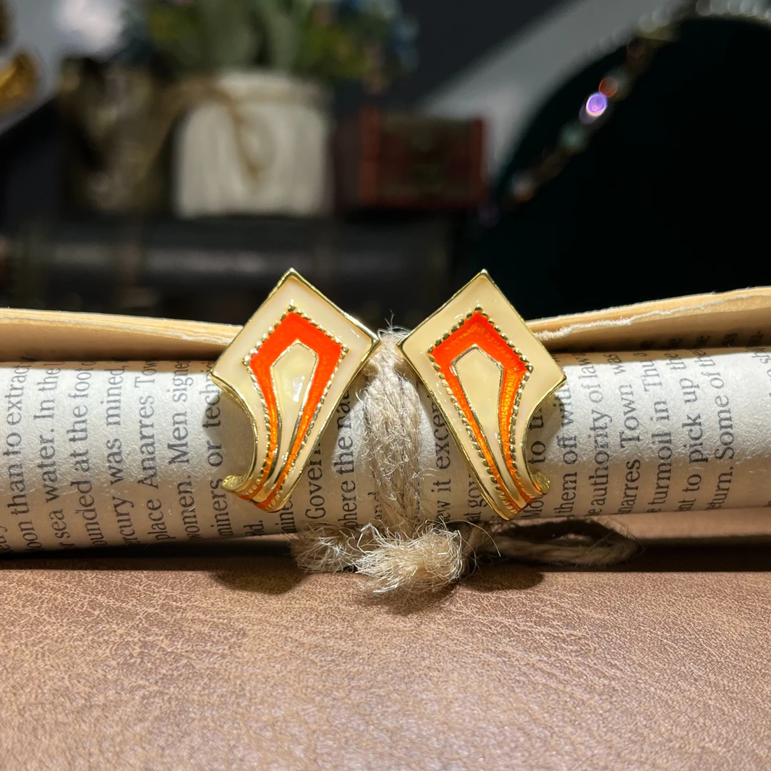 合金耳饰 9614 欧美宫廷风耳环复古耳钉设计师款纯手工中古耳饰品