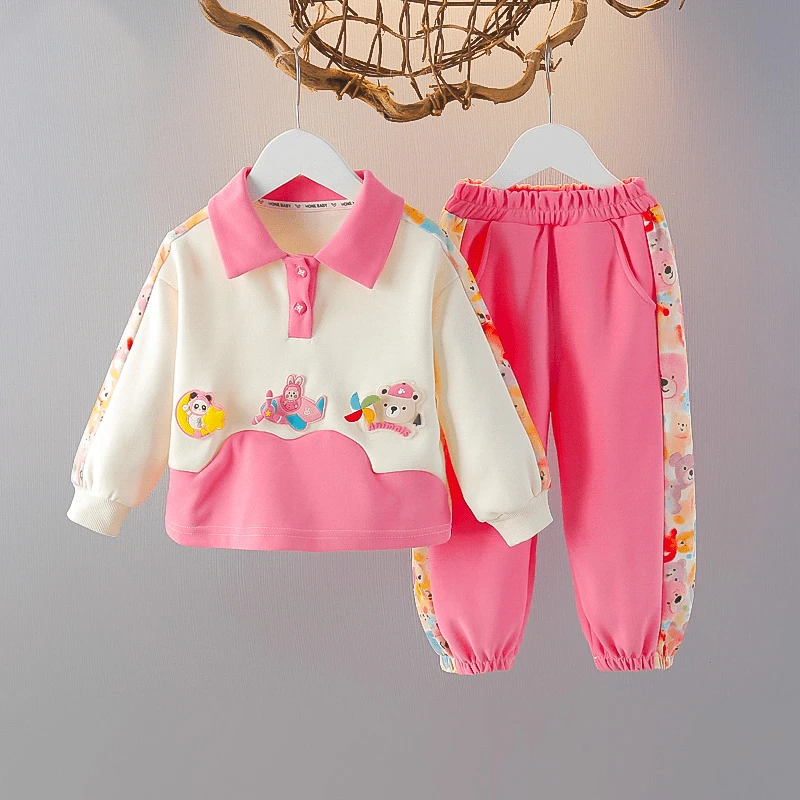儿童套装女童长袖运动洋气时尚休闲卡通两件套女孩韩版时髦春秋装