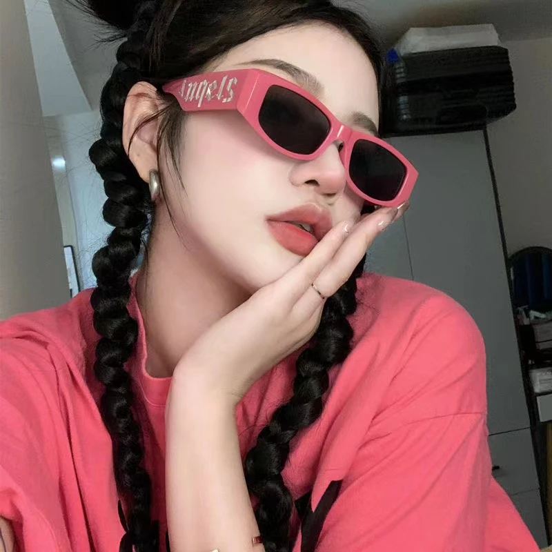 网红时尚欧美防紫外线显白小框字母太阳镜小方框墨镜辣妹百搭潮流