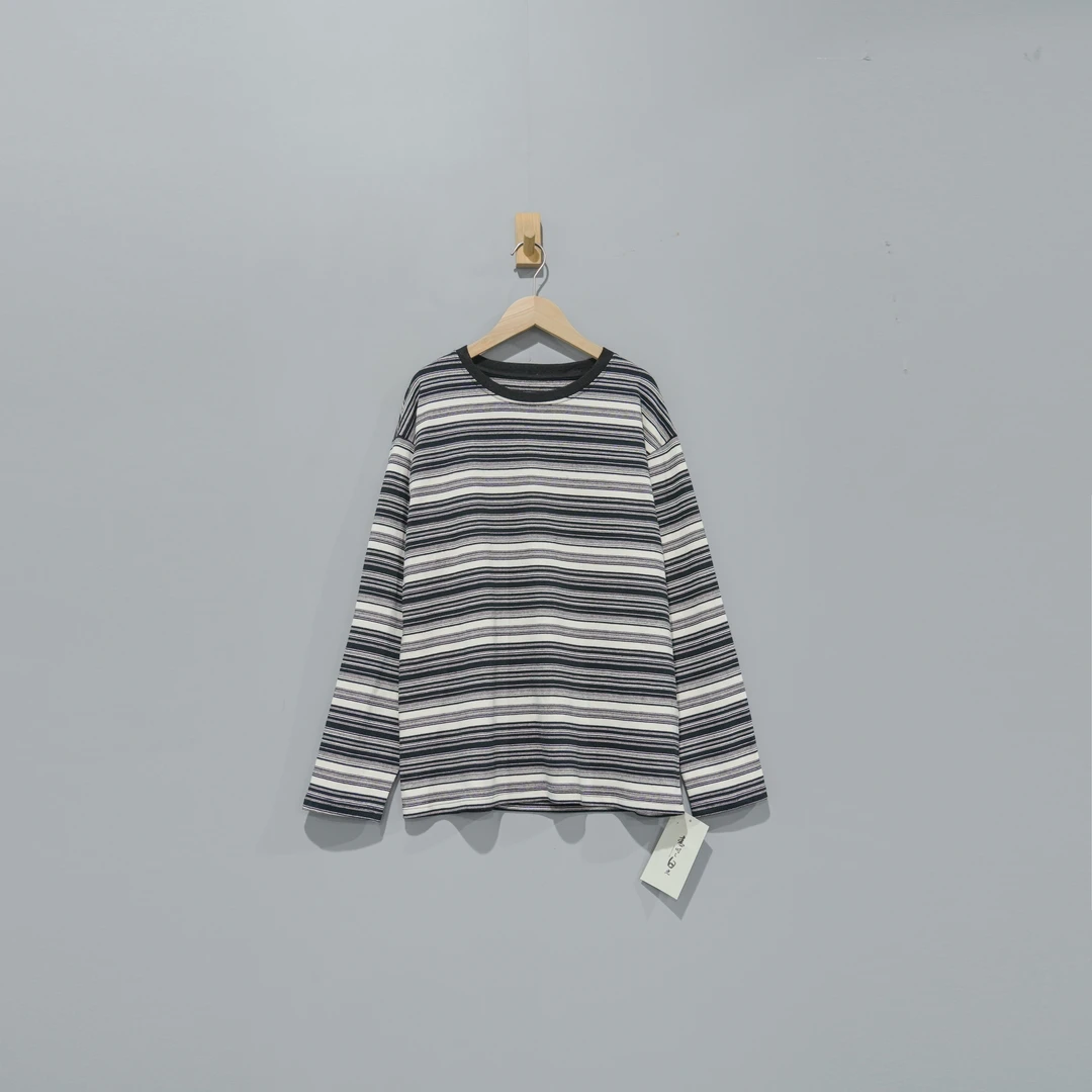 【且听风吟】0110479文艺色织棉条纹螺纹圆领卫衣 衣长69胸围120