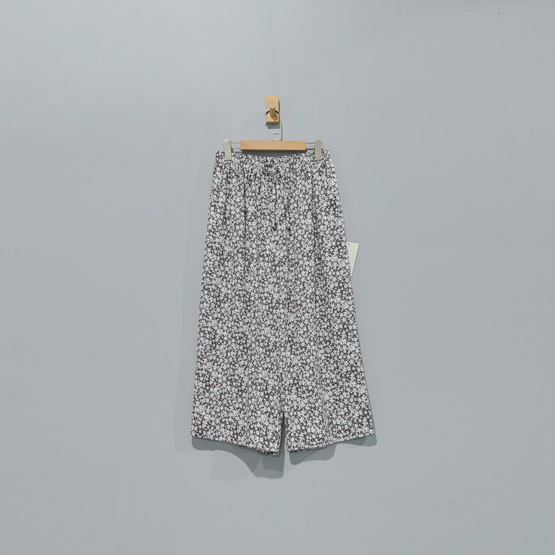 【且听风吟】0210460文艺棉复古印花松紧腰阔腿裤 裤长86 臀围140