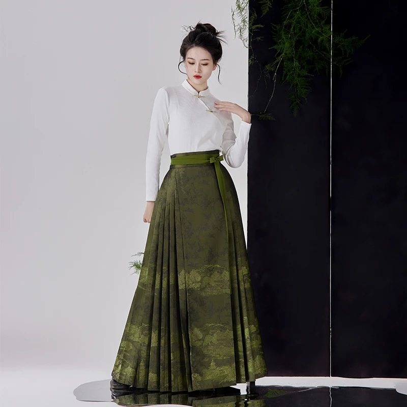 昼雪吟风月汉服女明制6对褶马面裙对襟长袄中国风日常外套