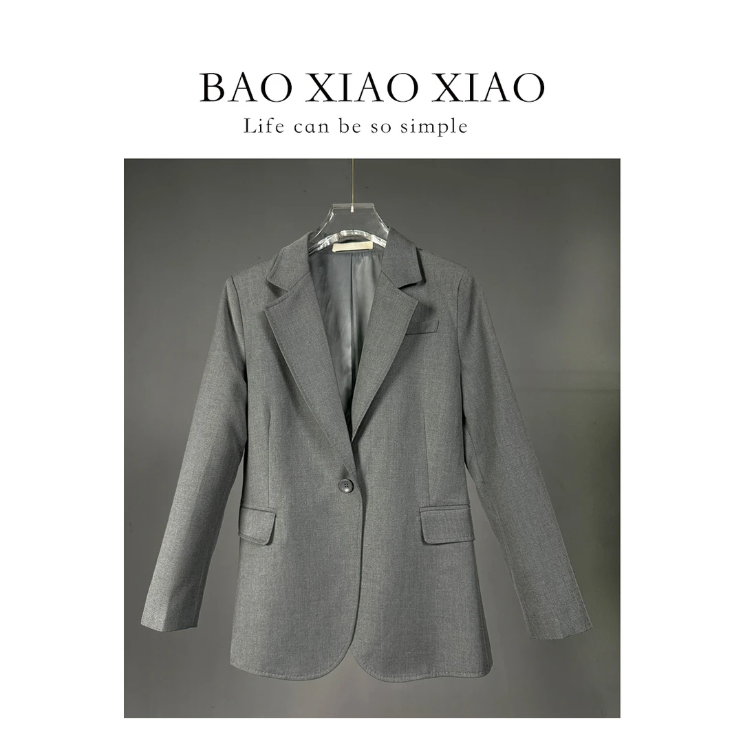 羊毛修身女装西装极简风 轻职风西装 5片式立体裁剪西装 灰色西装