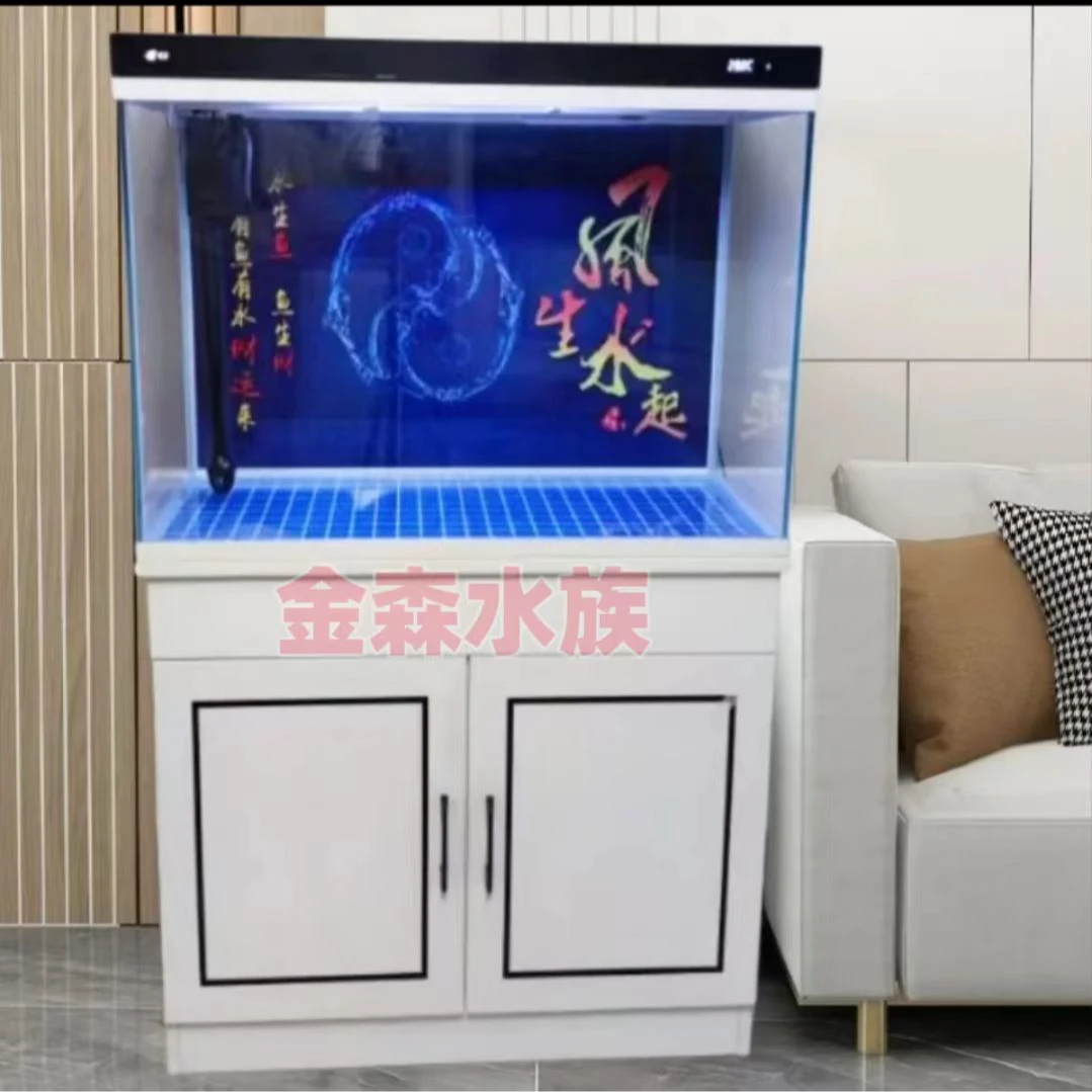 2024新款智能鱼缸客厅办公家用节能静音抽水循环过滤超白玻璃