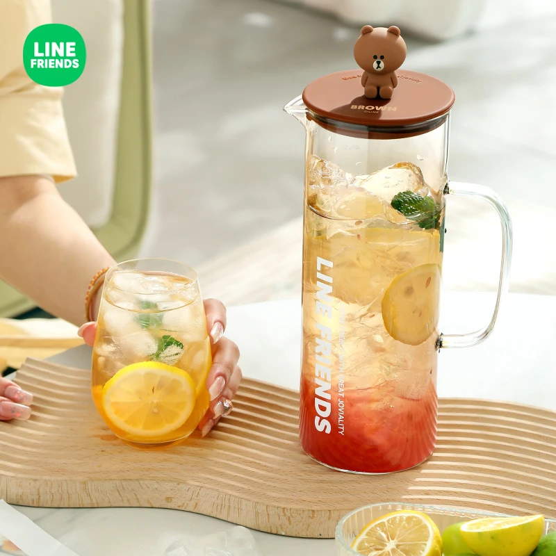 满朝佳冷水壶卡通玻璃耐高温茶壶大容量颜值凉水杯冷泡壶
