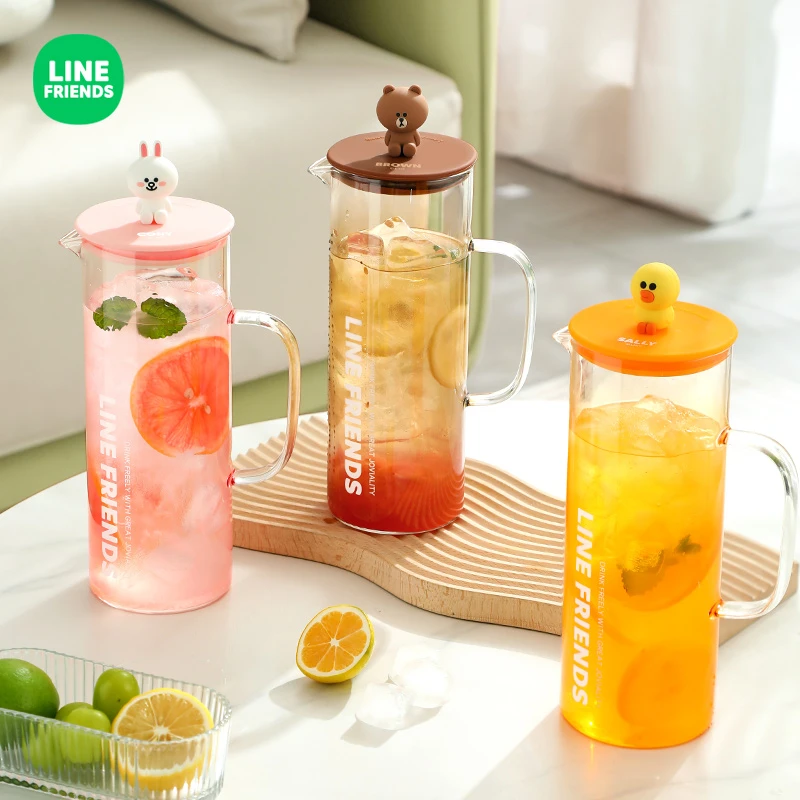 LINE FRIENDS卡通冷水壶玻璃耐高温高颜值玻璃杯大容量耐高温茶壶
