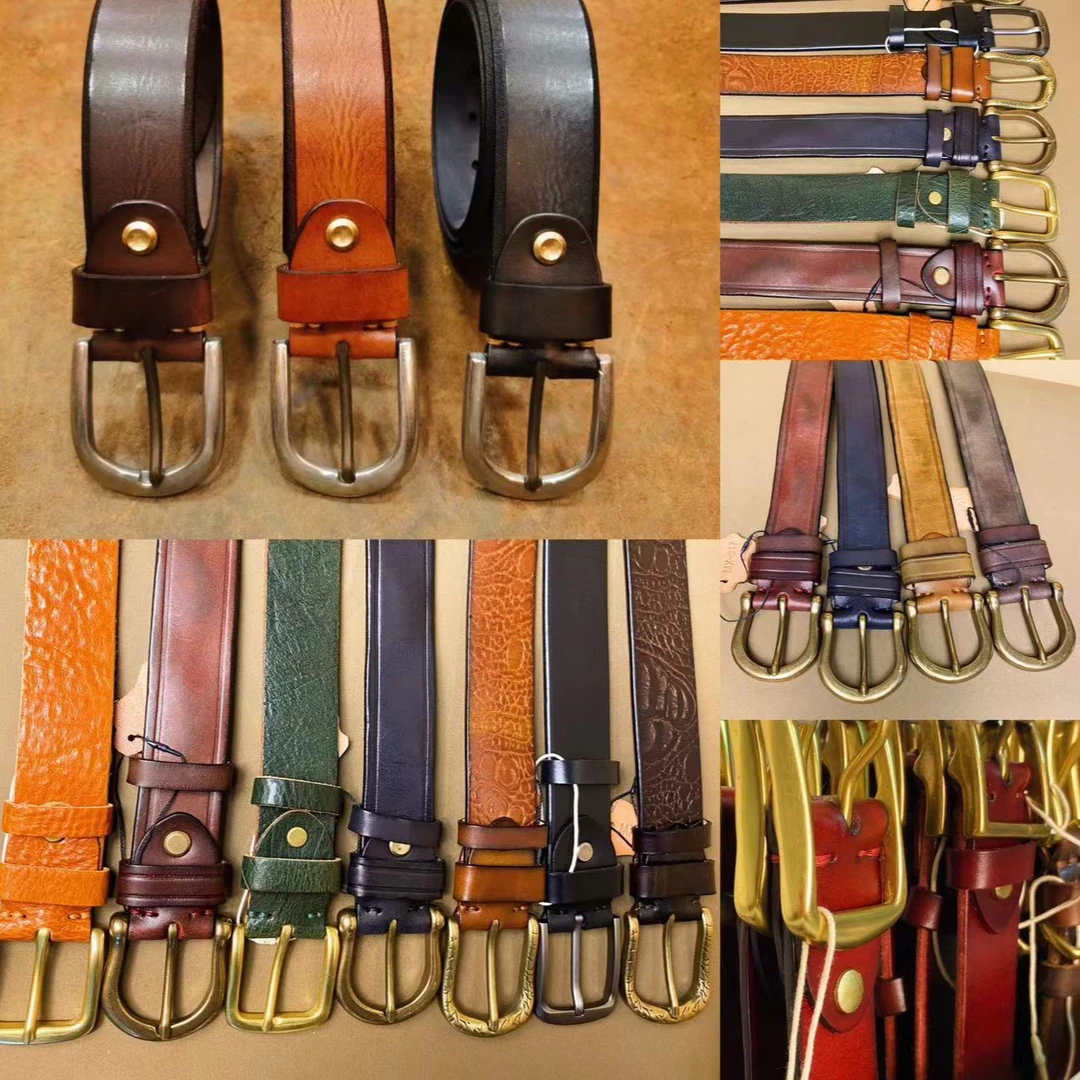 【正价链接】复古针扣铜扣合金扣头层牛皮时尚百搭真皮男士皮带商务